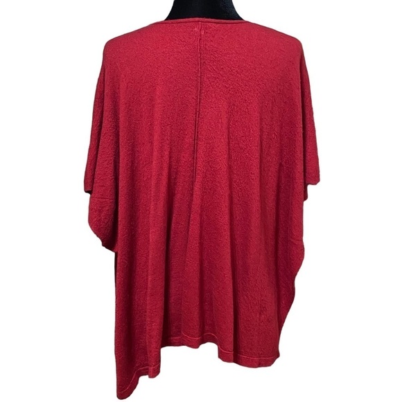 J Jill Cranberry Merino Wool Boho Poncho Sweater Oversized One Size - Picture 4 of 7